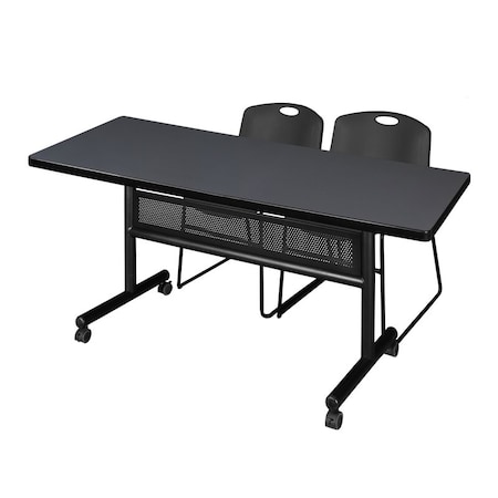 Kobe Rectangle FlipTop Table, 72" W, 29" H, Laminate Top, Gray MKFTM7230GY44BK